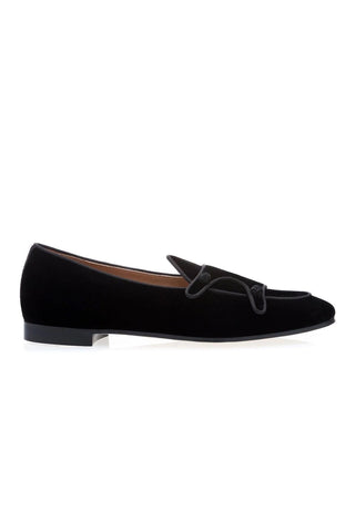 SUPERGLAMOUROUS Tangerine 7 Velour Black Velvet Monk-Straps Belgian Loafers (SPGM1022)