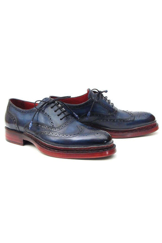 Paul Parkman 027TR Navy Leather Wingtip Oxfords (PM6296)