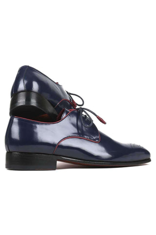 Paul Parkman Men's Navy Leather Medallion Toe Derby 57RG27 (PM6135)-AmbrogioShoes