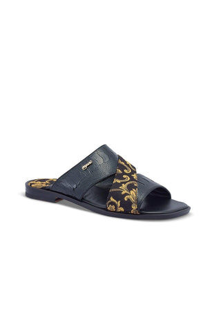 Mauri 5140 Cancun Ostrich Skin & Gobelins Fabric Slip-On Sandals (MA5417)