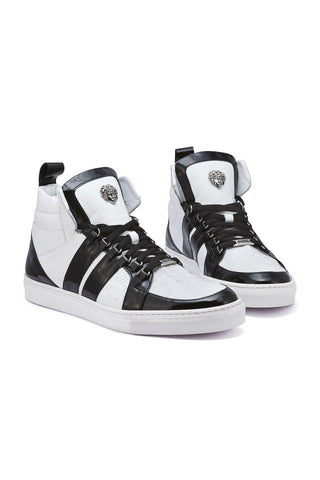 Mauri Blackjack 8410 Black & White Crocodile / Patent / Nappa Leather High-Top Sneakers (MA5276)