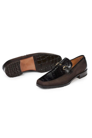 Mauri Men's Ulivo Dark Brown Alligator Body & Calf-skin Leather Loafers 4877(MA4809)