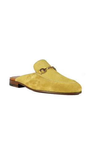 Valentino 19700 Golden Lime Suede Slipper Mules (VAL1003)