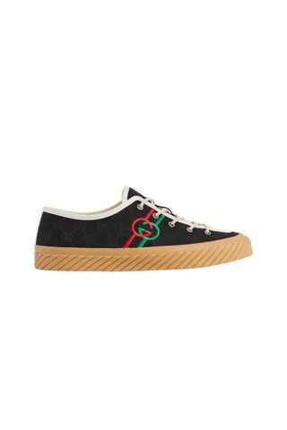 Gucci 703032 FAA5A 1182 Black Canvas Interlocking G Trainer Sneakers (GGM1738)