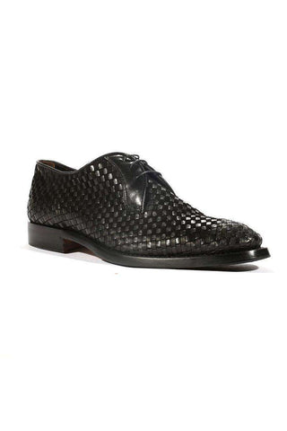 Corvari Designer Men's Designer Shoes Skipper Camoscio Black Woven Leather and Suede Oxfords (COR1006)-AmbrogioShoes