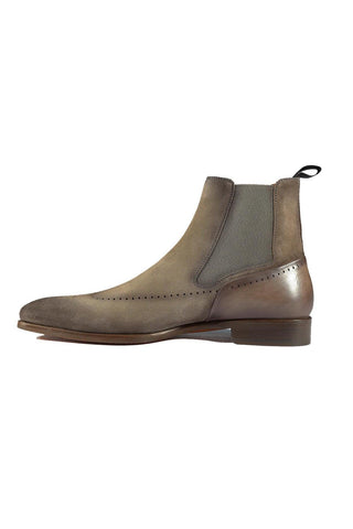 Magnanni 23501 Safari Gray Suede / Patina Leather Chelsea Boots (MAGS1086)
