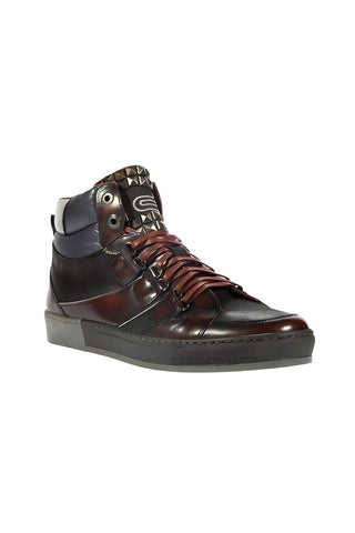 Dico by Corvari Mens Dover Bordo Burgundy Zippered High-Top Sneakers (COR1016)-AmbrogioShoes