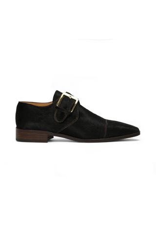 Lowe Valentini Designer Men's Designer Shoes Brown Pony Gold-Plated Monk-Straps Loafers (LDM02)
