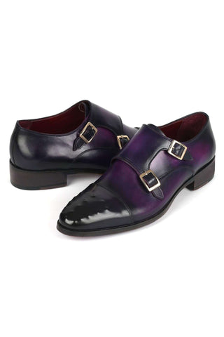 Paul Parkman 047 Leather Studded Cap Toe Double Monkstraps (PM6378)