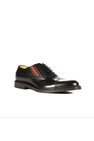 Gucci 547592 0GQ30 1078 Black Leather Cap-Toe Oxfords (GGM1719)