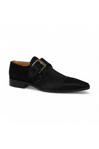 Lowe Valentini Designer Men's Designer Shoes Black Pony Gold-Plated Monk-Straps Loafers (LDM01)-AmbrogioShoes