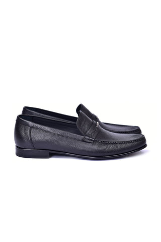 Corrente 3898Ost Ostrich & Leather Loafer - Black
