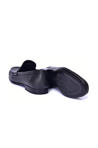 Corrente 3898Ost Ostrich & Leather Loafer - Black