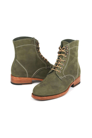 Paul Parkman 824 Green Nubuck Leather Goodyear Welted Boots (PM6342)