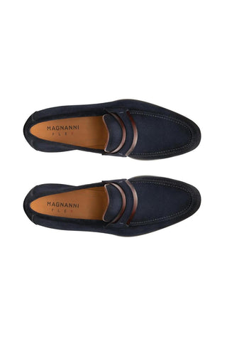 Magnanni 23822 Daniel Navy Suede Penny Loafers (MAGS1070)