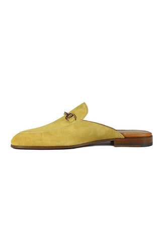 Valentino 19700 Golden Lime Suede Slipper Mules (VAL1003)