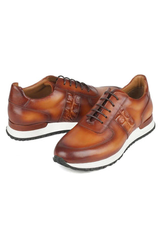 Paul Parkman LP208BRW Brown Leather Sneakers (PM6373)