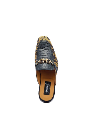 Mauri 4976 Bermuda Alligator Skin & Gobelins Fabric Horsebit Mules (MA5442)