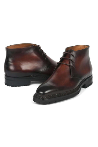 Paul Parkman 8504-BRW Brown Leather Norwegian Welted Chukka Boots (PM6360)