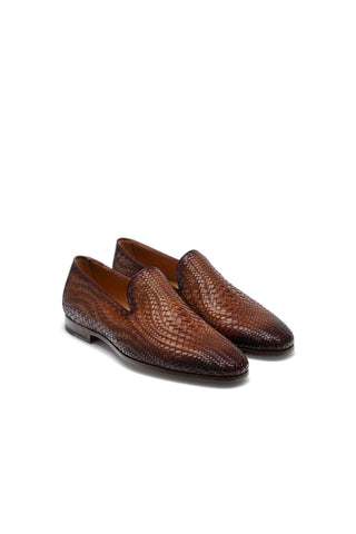 Magnanni 22702 Herrera Brown Woven Leather Slip-On Loafers (MAGS1009)