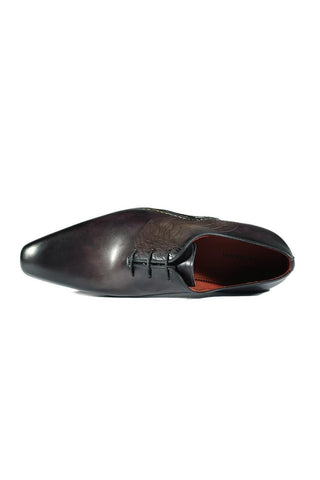 Magnanni 24133 Black & Gray Patina Leather Whole-cut Oxfords (MAGS1089)