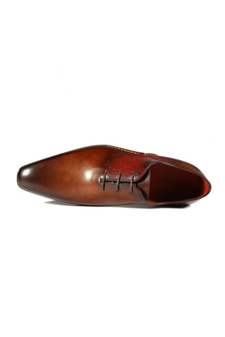 Magnanni 24133 Tobacco & Red Patina Leather Whole-cut Oxfords (MAGS1094)