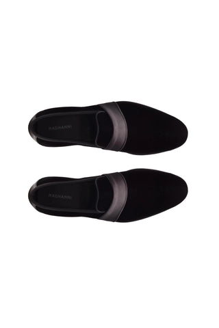 Magnanni Jenaro Black Velvet / Satin Formal Loafers (MAGS1083)
