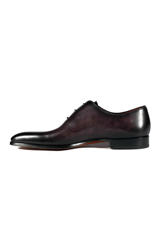 Magnanni 24133 Black & Gray Patina Leather Whole-cut Oxfords (MAGS1089)
