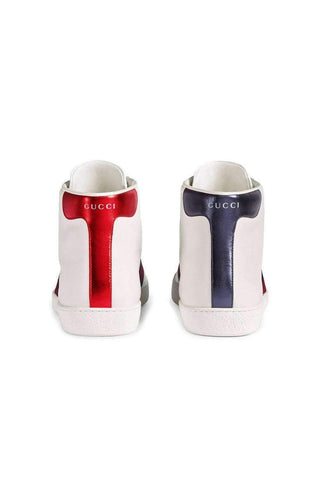 Gucci Bee Ace High-Top Sneakers White Leather Men's Trainers 501803 DOPE0 (GGM1702)-AmbrogioShoes