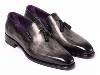 Paul Parkman Gray and Black Goodyear welted tassel loafers - view 1