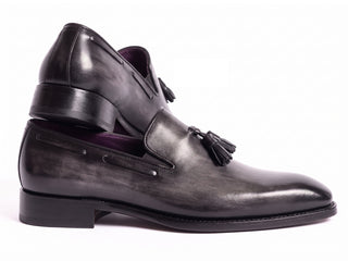 Paul Parkman Gray and Black Goodyear welted tassel loafers - view 4