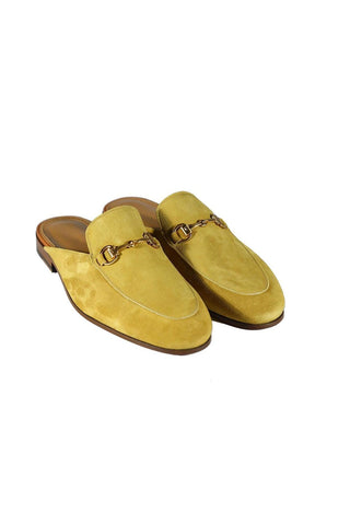 Valentino 19700 Golden Lime Suede Slipper Mules (VAL1003)