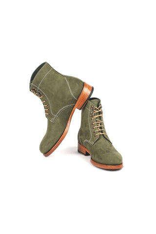 Paul Parkman 824 Green Nubuck Leather Goodyear Welted Boots (PM6342)