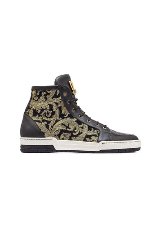 Mauri 8437 Kingpin Crocodile Skin / Leather / Gobelins Fabric High top Sneakers (MA5443)