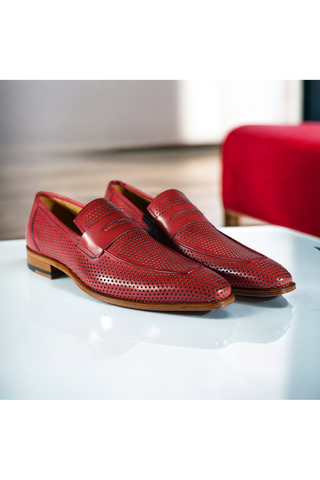 Mezlan S20296 Perforated Leather Classic Penny Loafers (MZ3482)