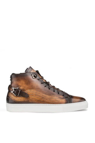 Mezlan A20044 Patina Leather Etched Hi-Top Sneakers (MZ3415)