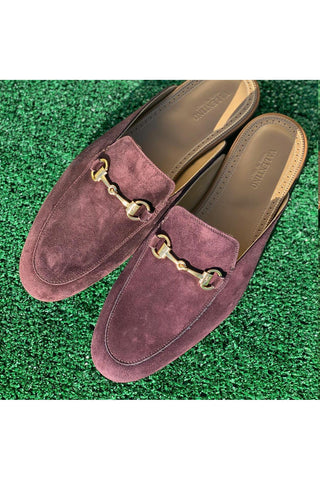Valentino 19700 Amarone Suede Slipper Mules (VAL1004)