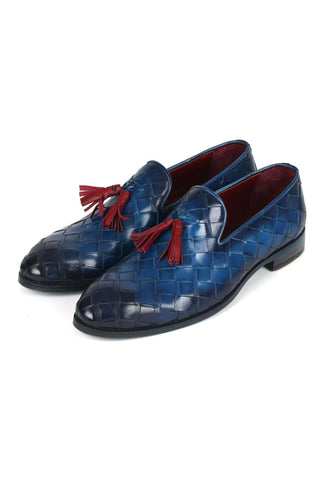 Paul Parkman 6623 Woven Leather Tassel Loafers (PM6377)