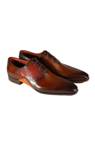Magnanni 24133 Tobacco & Red Patina Leather Whole-cut Oxfords (MAGS1094)