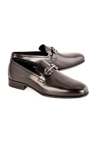Corrente 7260 Leather Horse-Bit Loafer - Black