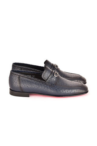 Corrente 7652 Python Horsebit Loafers - Navy