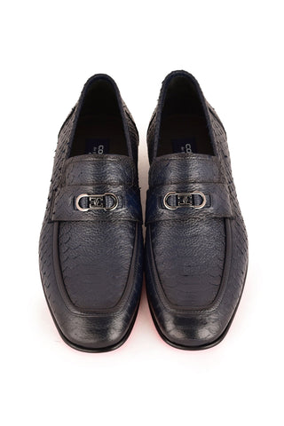 Corrente 7652 Python Horsebit Loafers - Navy