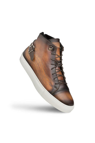 Mezlan A20044 Patina Leather Etched Hi-Top Sneakers (MZ3415)