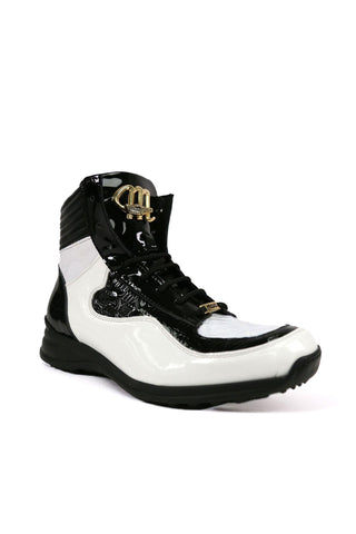 Mauri 8401 Flash Crocodile Skin / Ostrich Leg / Patent High-Top Sneakers (MA5456)