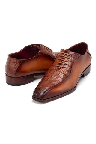 Paul Parkman 94 Croco Embossed Leather Bicycle Toe Oxfords (PM6368)