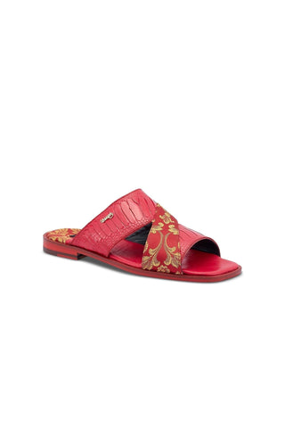 Mauri 5140 Cancun Ostrich Skin & Gobelins Fabric Slip-On Sandals (MA5417)