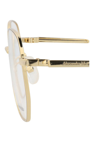 Alexander McQueen AM0267O Light Gold Eyeglasses-AmbrogioShoes