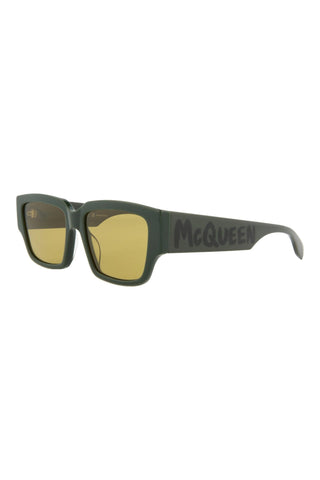 Alexander McQueen AM0329S Khaki Green Sunglasses-AmbrogioShoes