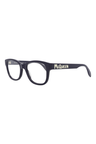 Alexander McQueen AM0350O Dark Blue Eyeglasses-AmbrogioShoes