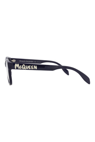 Alexander McQueen AM0350O Dark Blue Eyeglasses-AmbrogioShoes
